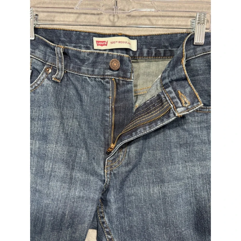 Levi's 505 Regular Fit Jeans Dark‎ Wash Denim Pants Classic Style Size 14 Husky
